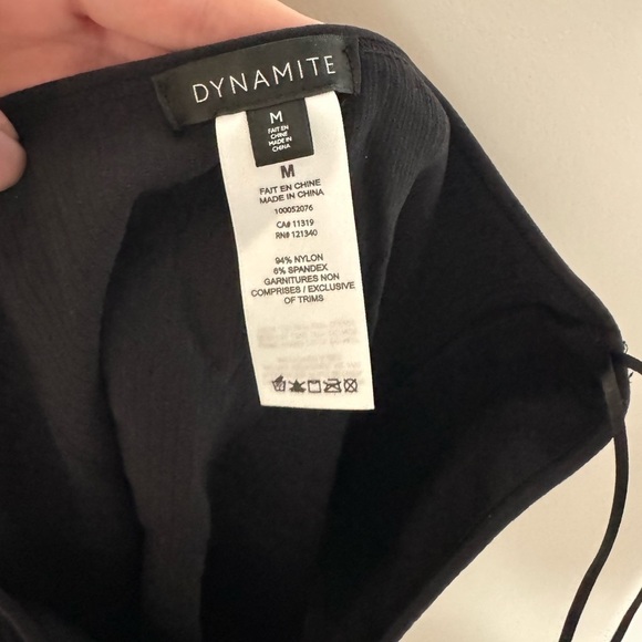 Dynamite- Ribbed Black One-Shoulder Top - Picture 8 of 8